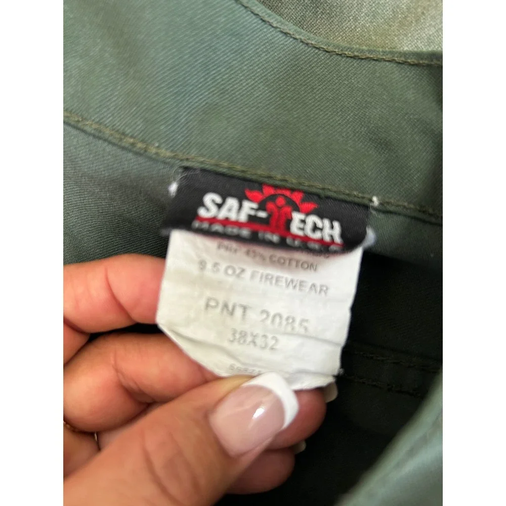 Saf-Tech FR Fire‎ Resistant Work Pants Olive Green PNT 2085 Mens 38x32 USA Made